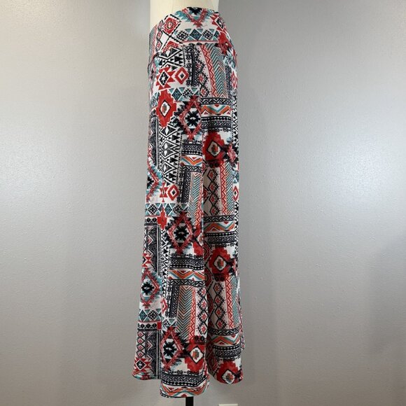 Rue 21 Womens Size XL Multicolor Aztec Print Maxi Skirt Stretch Wide Waistband - Picture 3 of 14